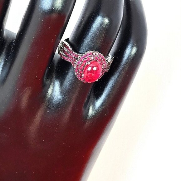 925 Sterling Silver Ring with Natural Ruby 8x6mm. - Picture 5 of 10